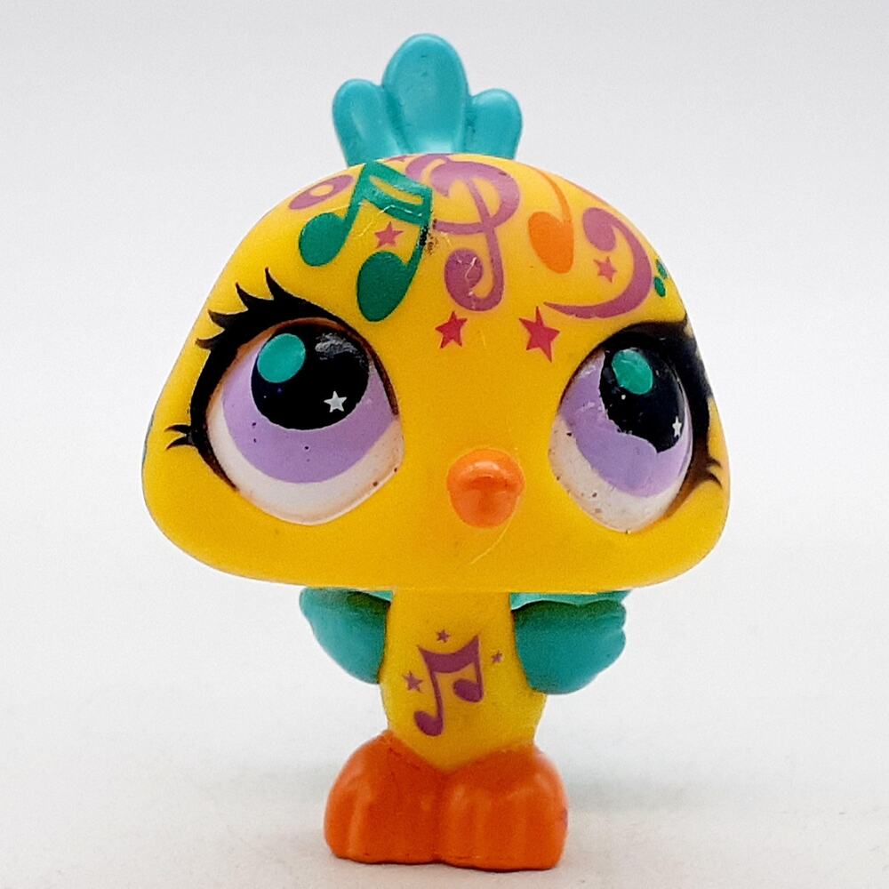 Hasbro Littlest Pet Shop Big Bird Yellow Bird Mini Figure Toy LPS Music Notes